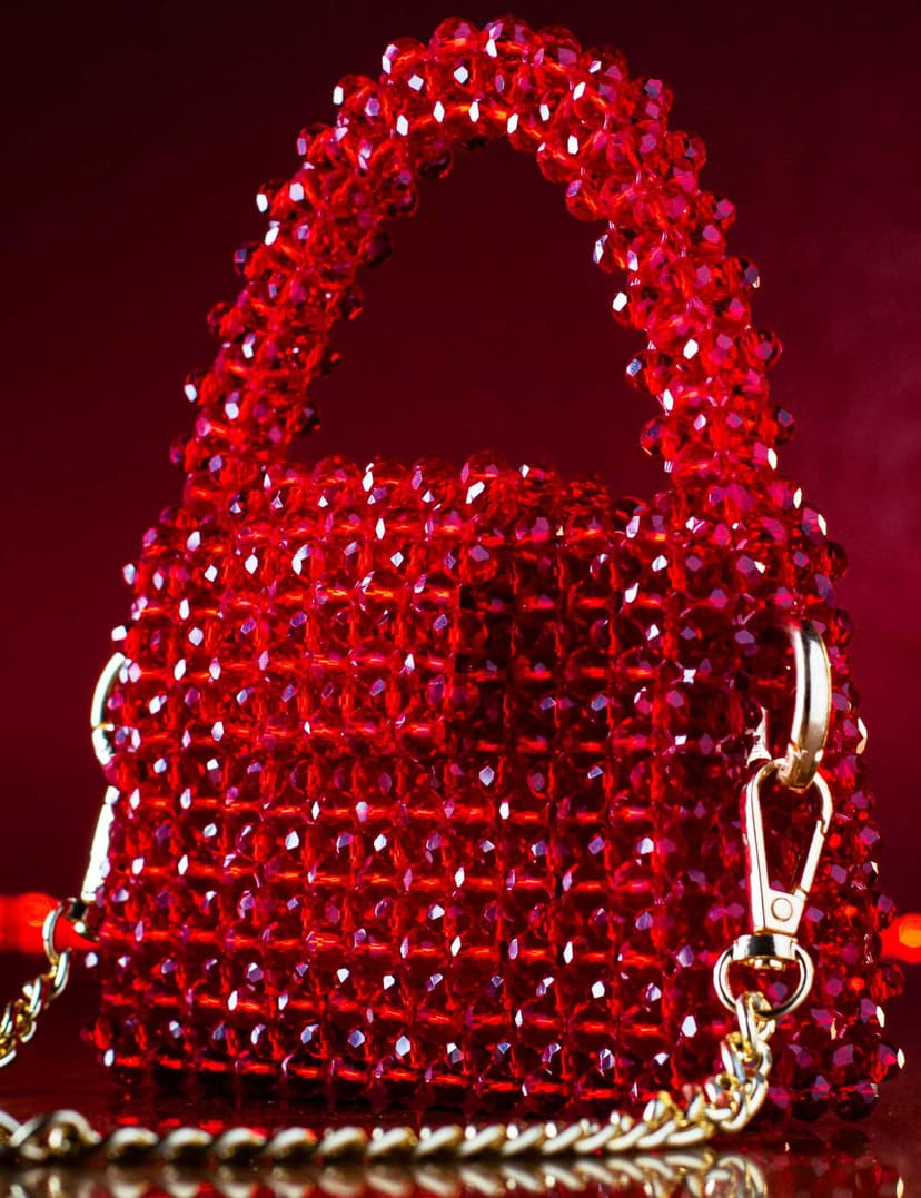 A stylish small handbag made of shiny red glass crystal - 2