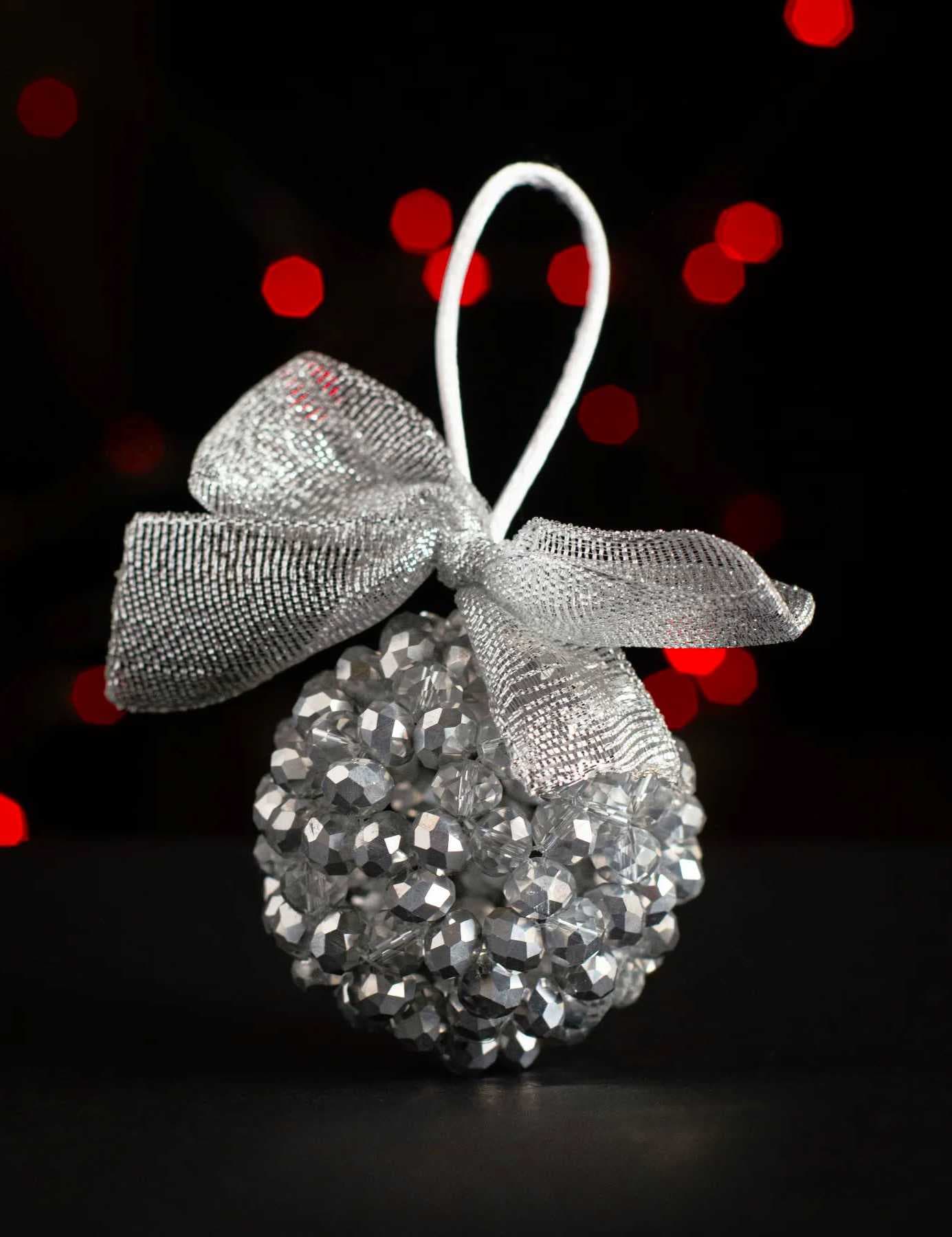 crystal ornament ball light gray  7 cm
