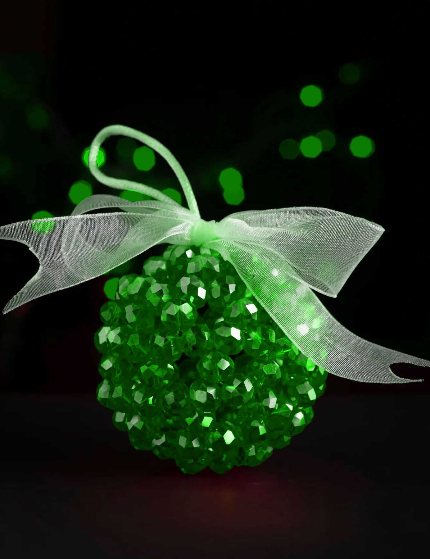 crystal ornament ball Green  7 cm