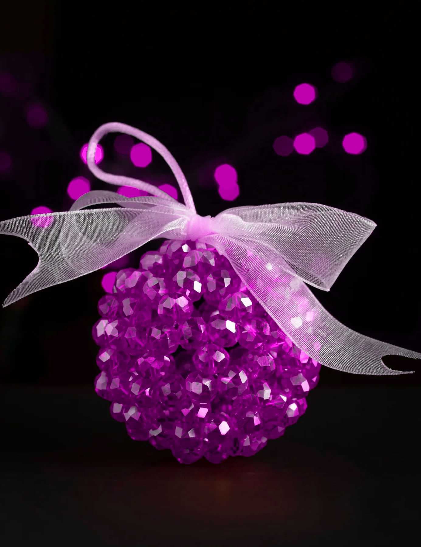 crystal ornament ball purple  7 cm