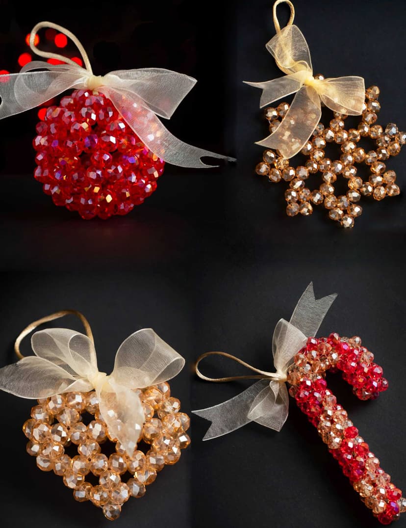 a collection of four Christmas ornaments