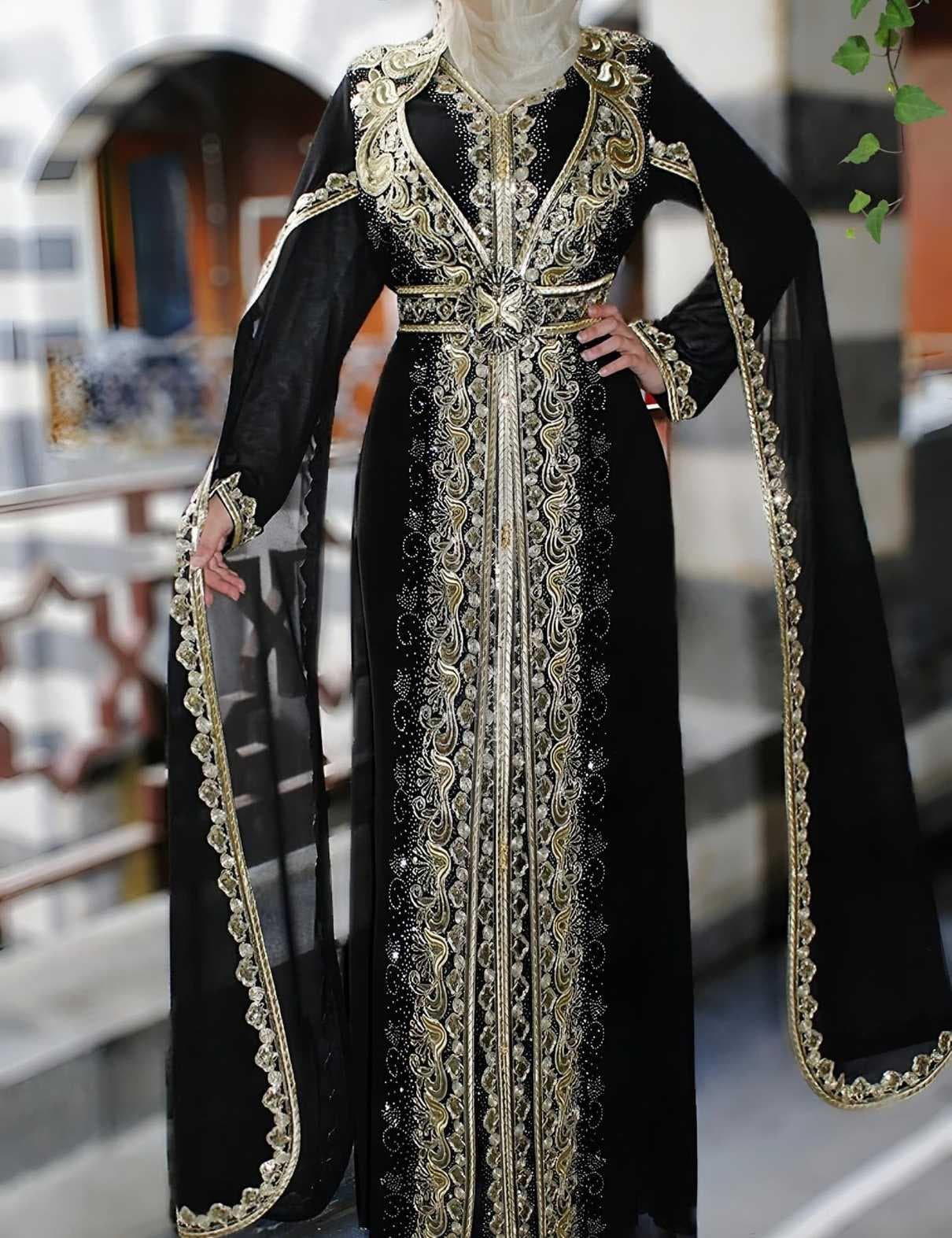 Luxurious oriental caftan black  2XL