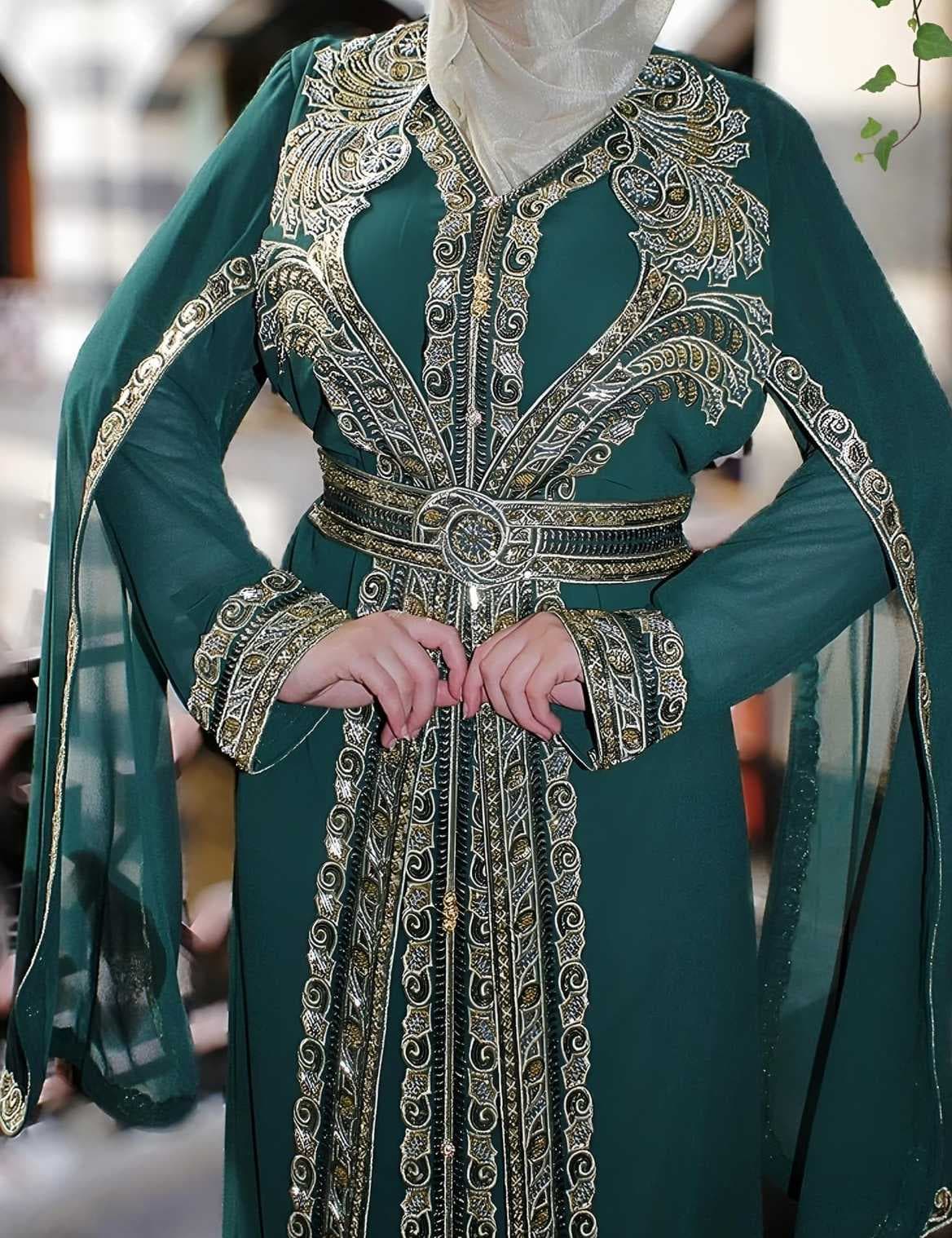 Luxurious oriental caftan olive  2XL