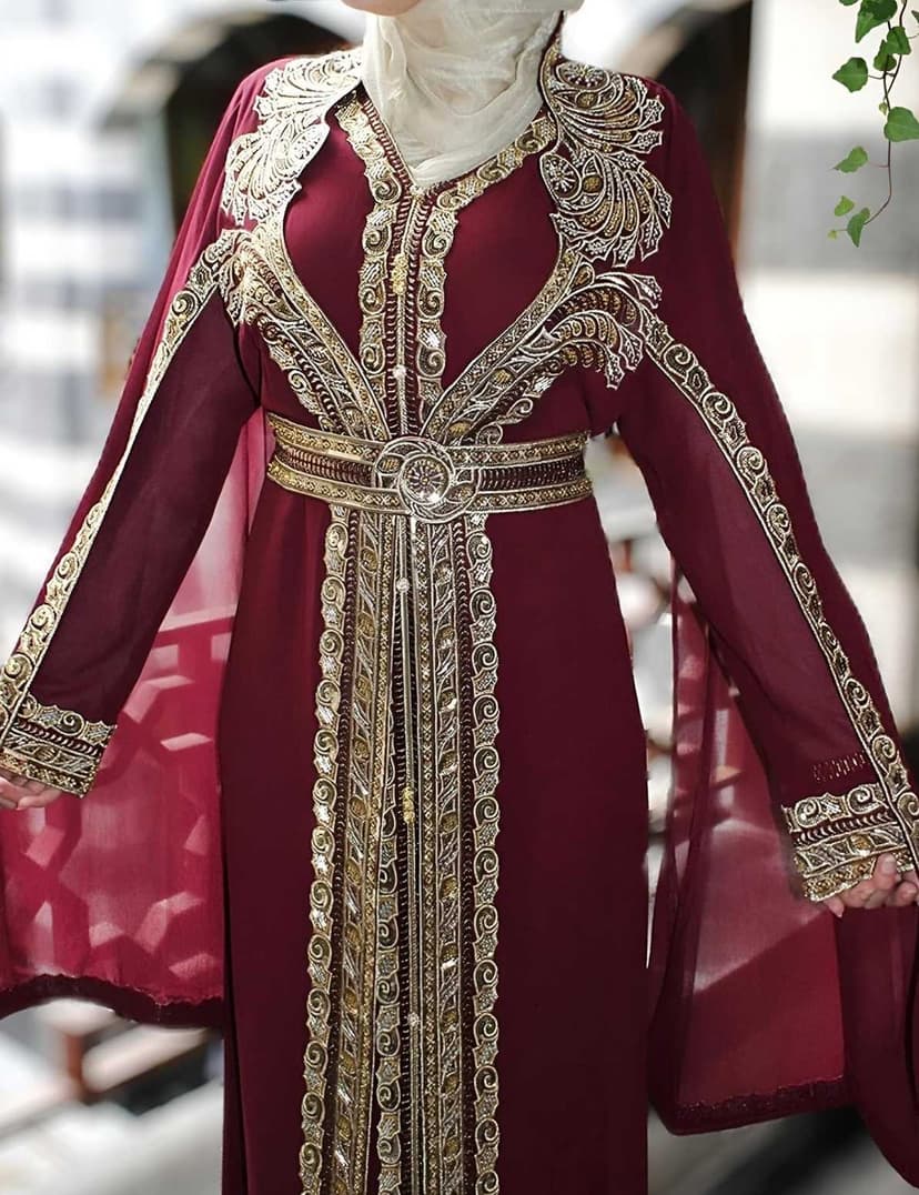 Luxurious oriental caftan burgundy color  2XL - 2