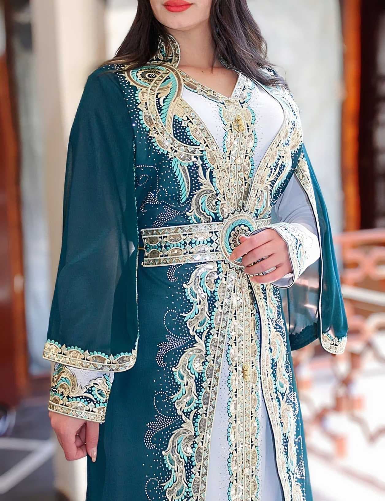 Long Moroccan kaftan olive  2XL