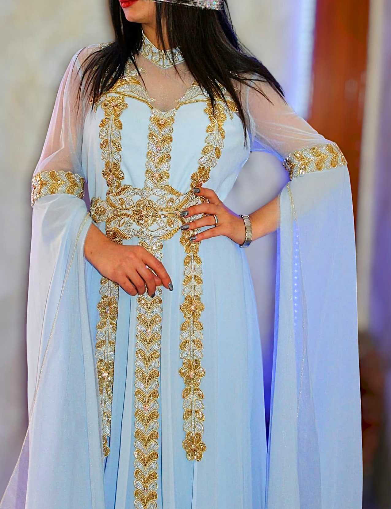 A luxurious caftan light Blue  2XL