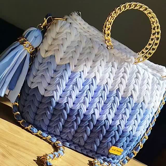 Handmade Women's Bag with Elegant Color Blue - 2