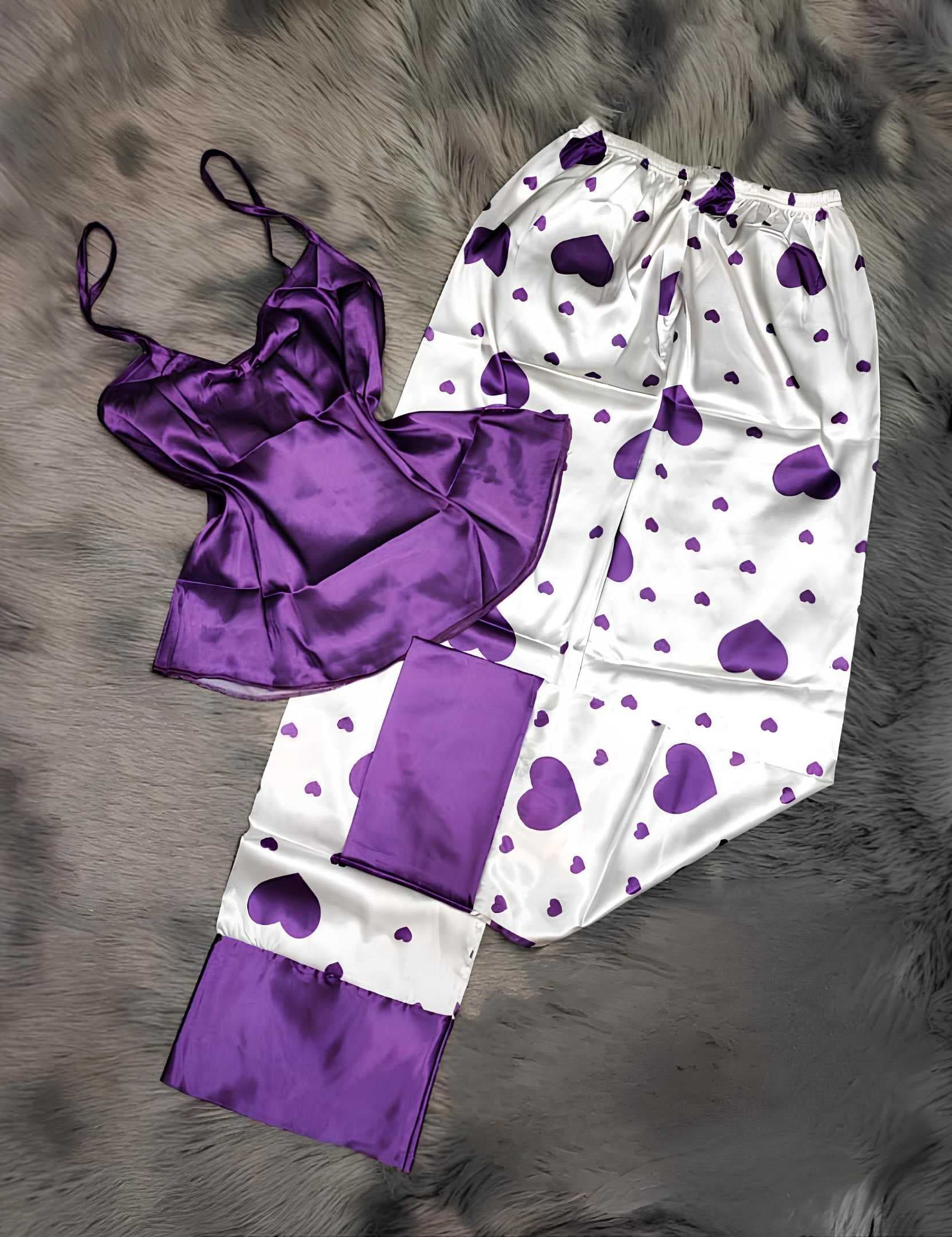 Women's satan pajamas purple  36