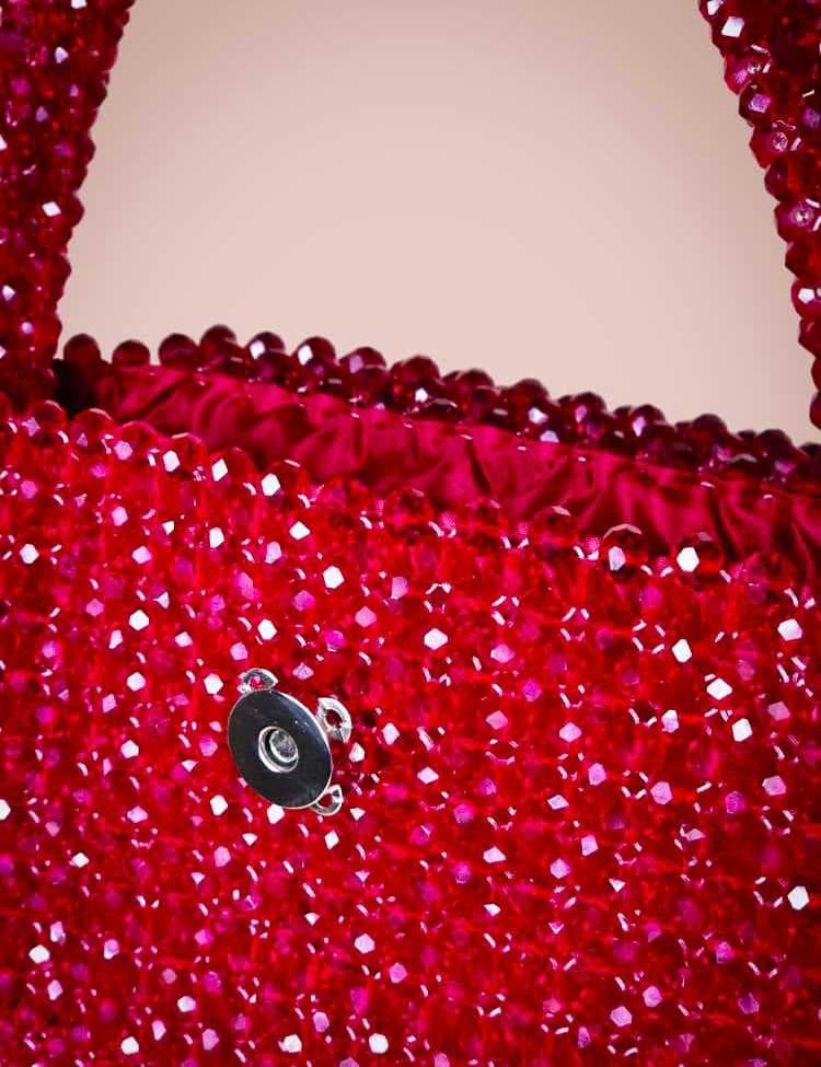 Padded Acrylic Crystal Handbag red - 2