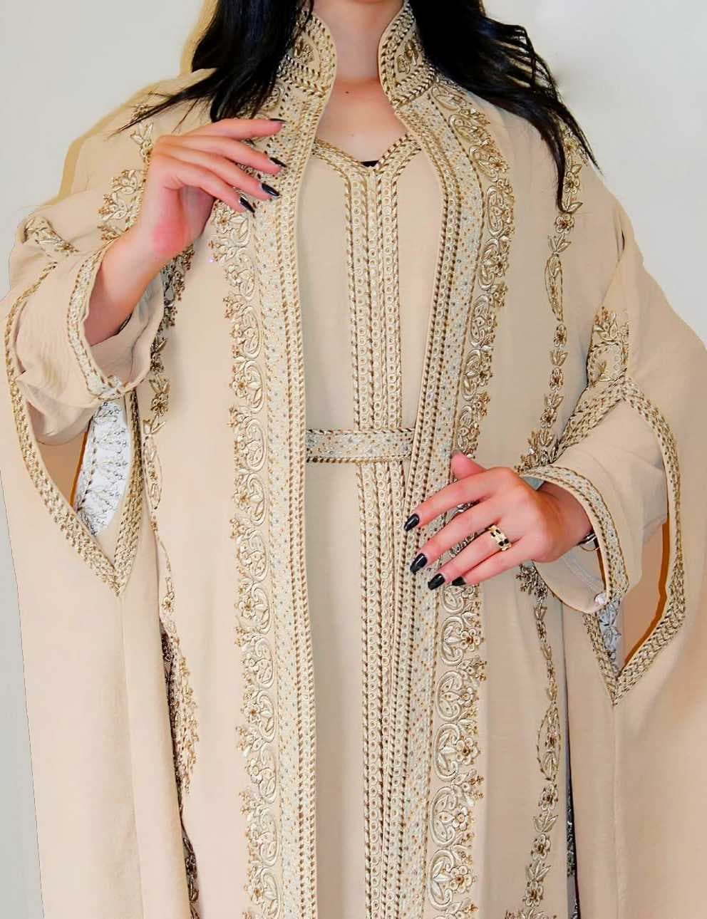 embroidered caftan Beige  M