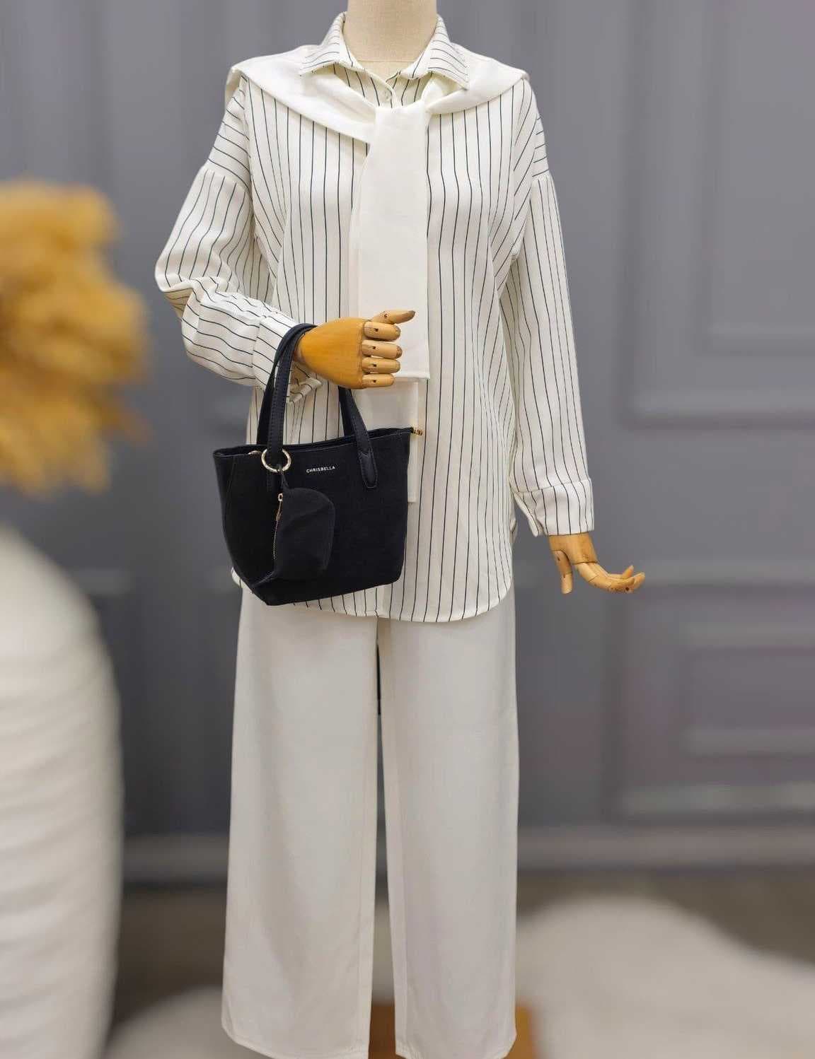 striped set White  L