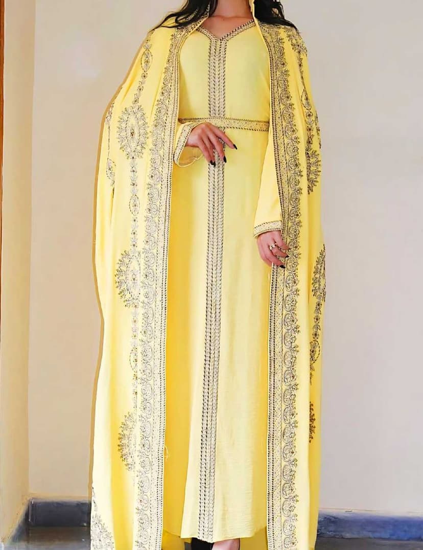 embroidered caftan Yellow  L - 2