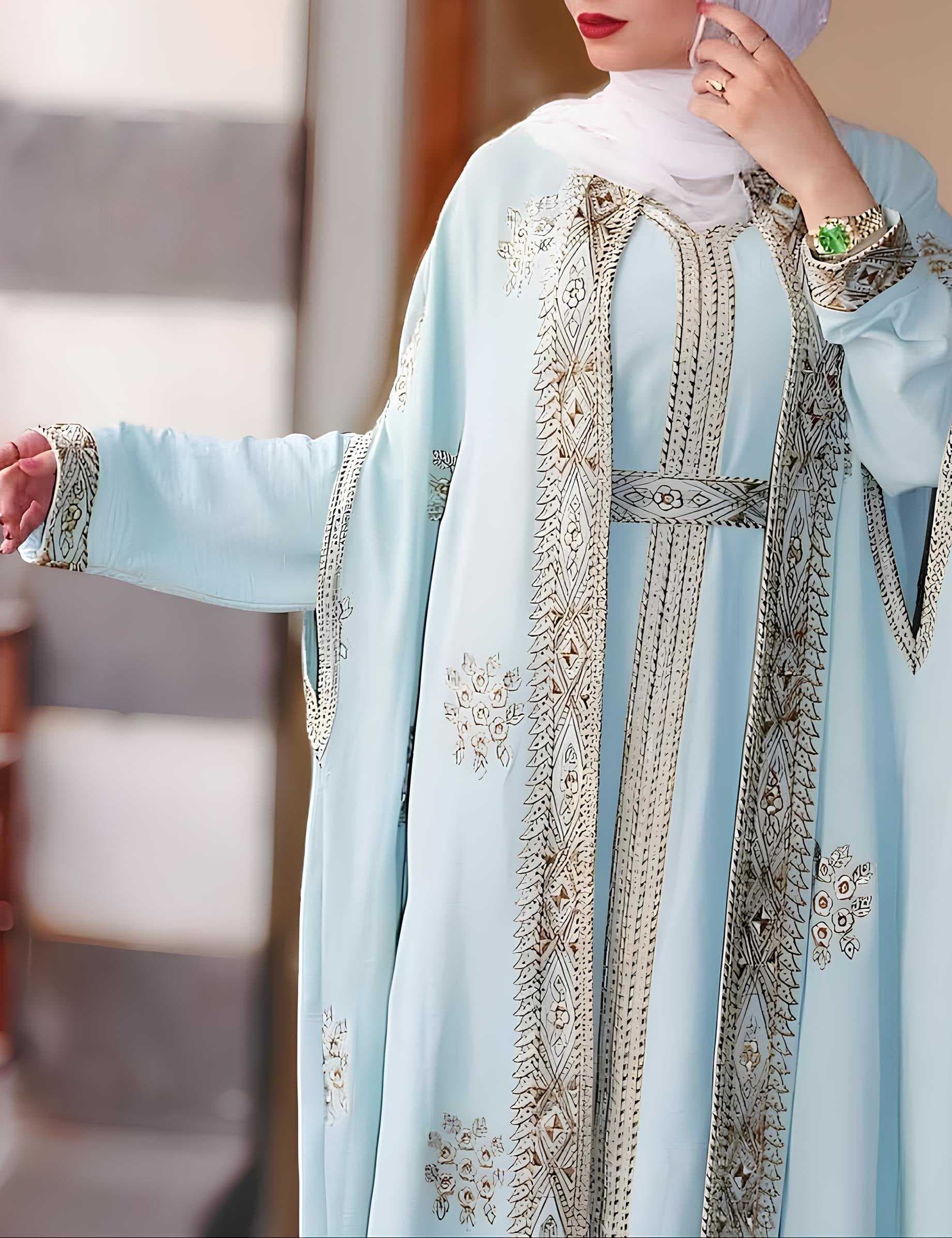 A luxurious abaya light Blue  XL