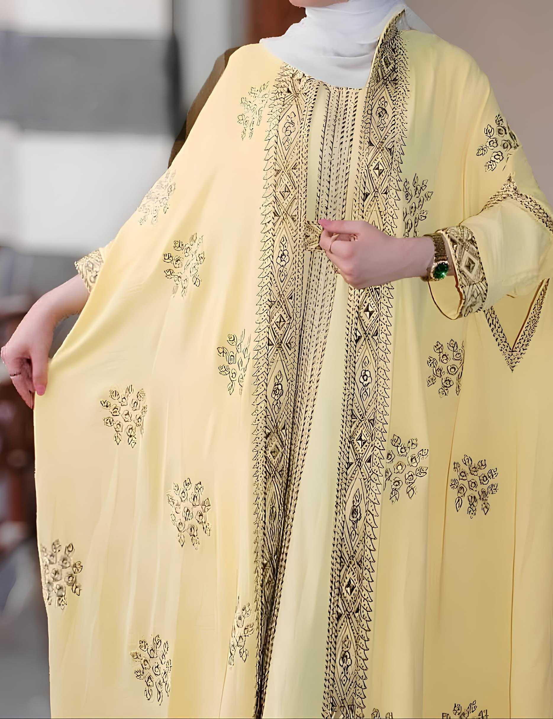 A luxurious abaya Yellow  XL
