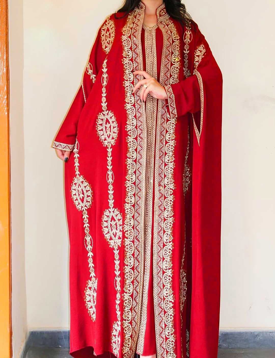 embroidered caftan red  XL
