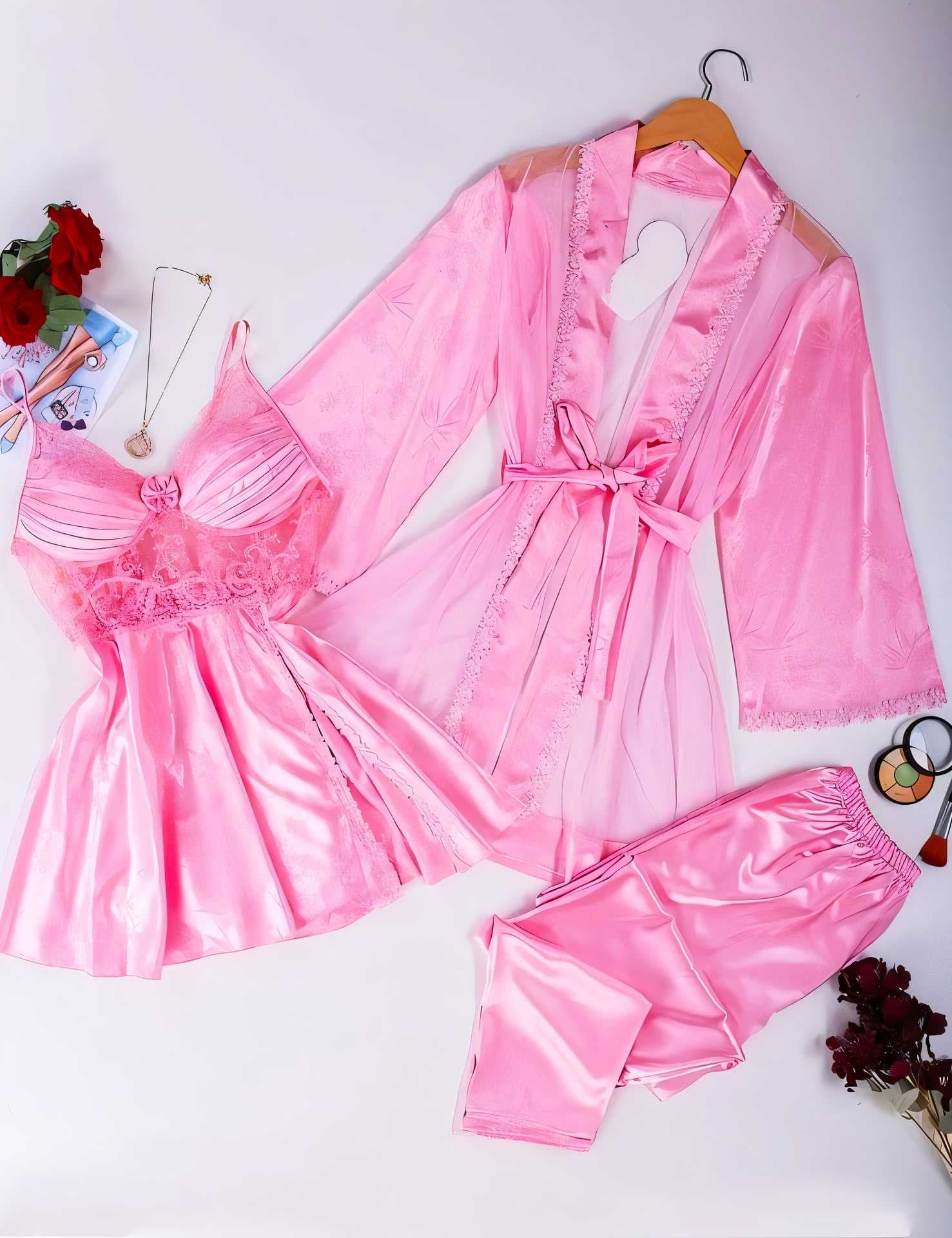 Distinctive lingerie set Pink  XL