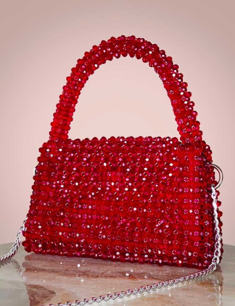 Padded Acrylic Crystal Handbag red