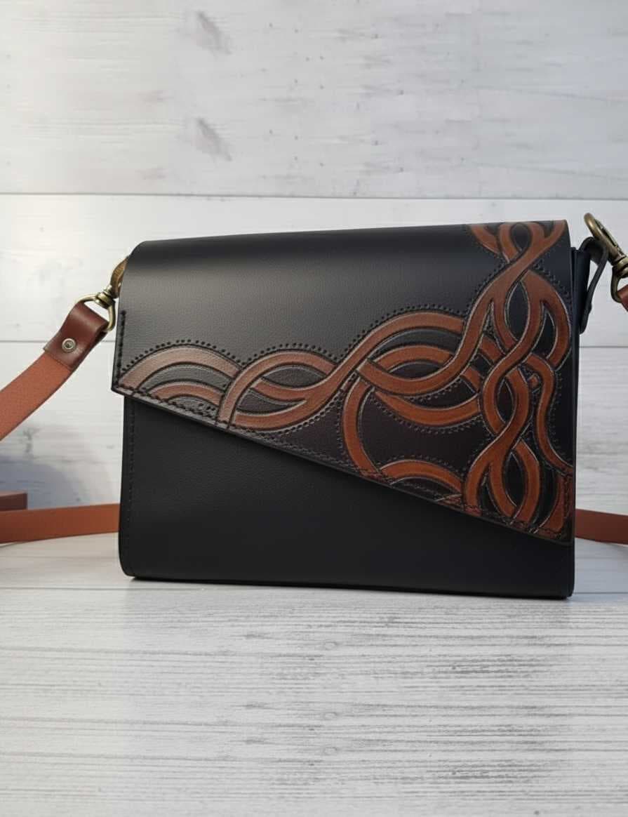 "Knotwork Satchel": Handcrafted Heritage Meets Everyday Elegance. black