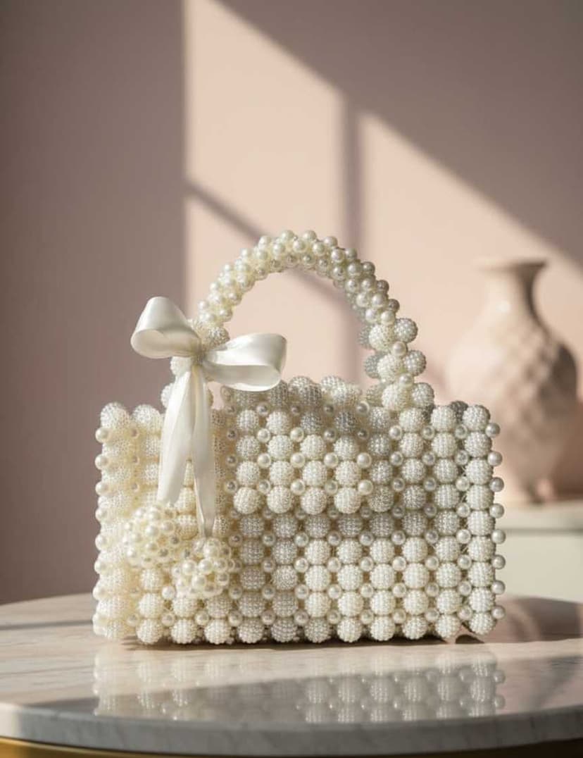 An elegant handbag crafted from luxurious pearl beads - 2
