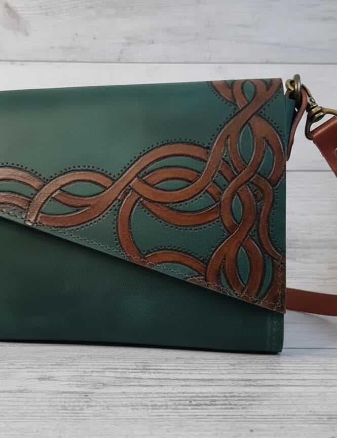 "Knotwork Satchel": Handcrafted Heritage Meets Everyday Elegance. olive - 2