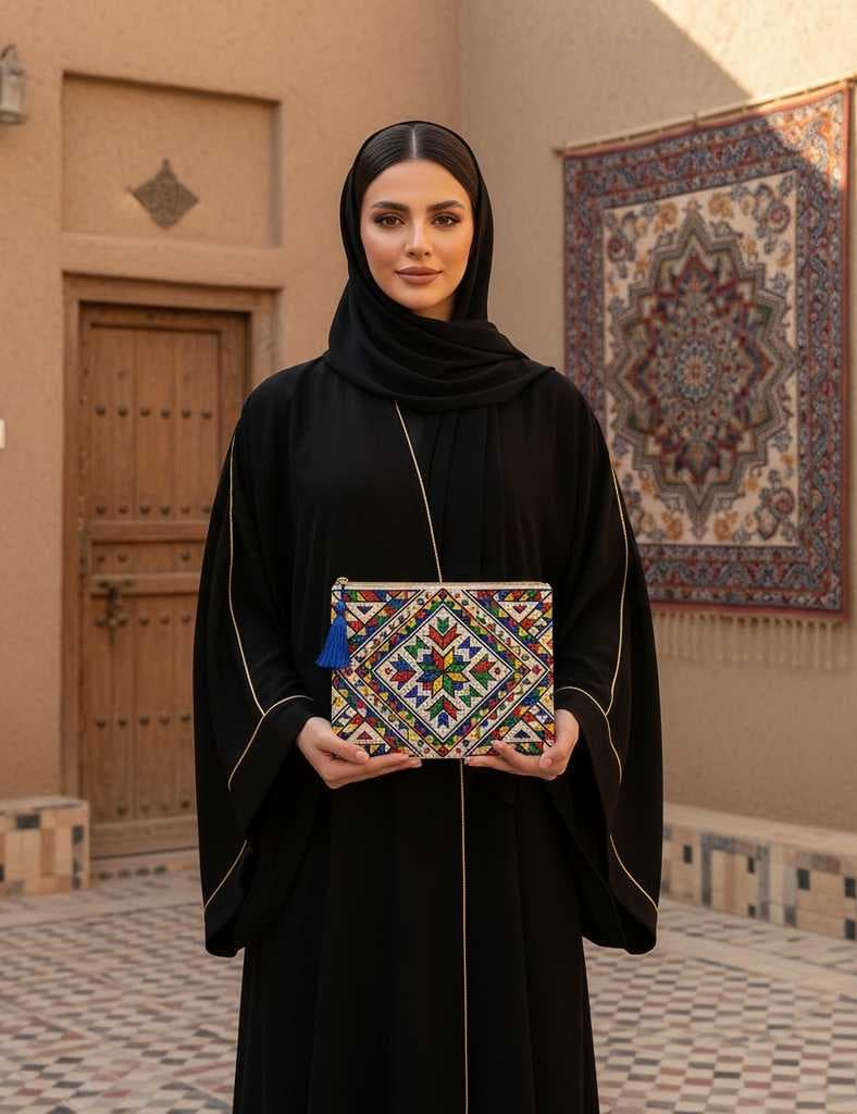 Handcrafted Beaded Clutch Bag with Traditional Embroidery