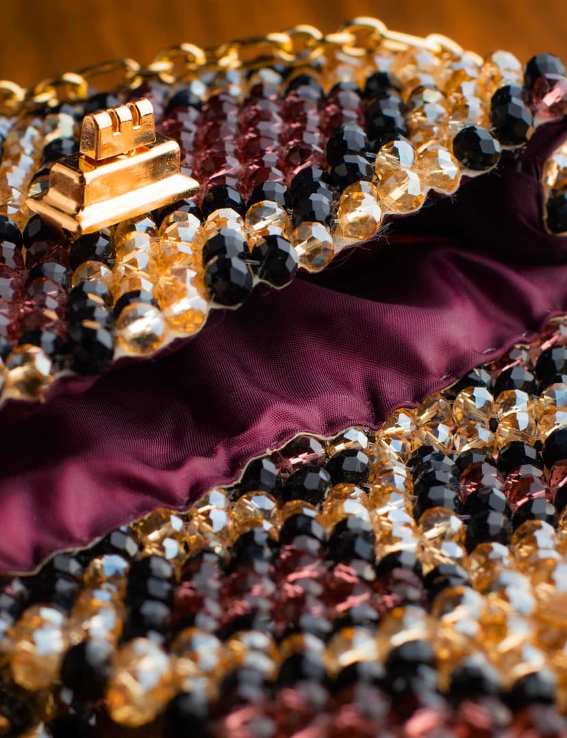 luxurious handbag is entirely handcrafted