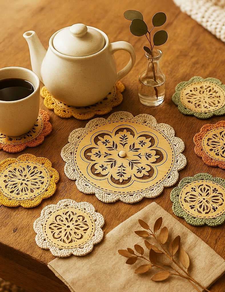 set-of-7-wooden-coasters-with-cut-out-design-and-handmade-crochet-edges