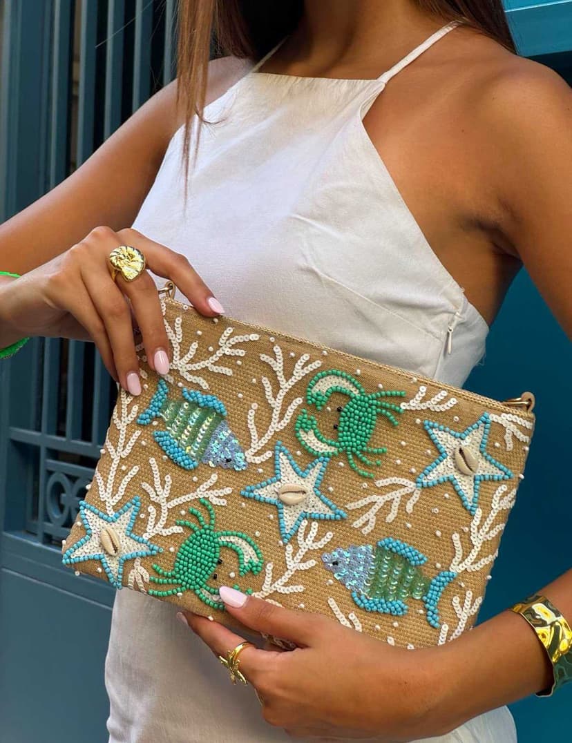 Hand-Embroidered Summer Clutch Bag - 2