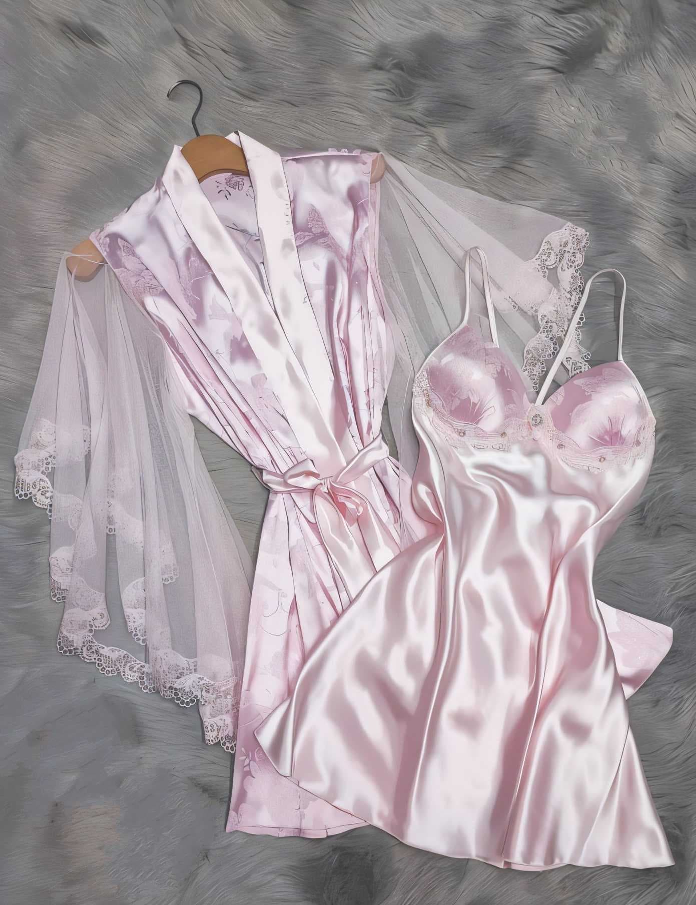 satin jacquard set Pink  44