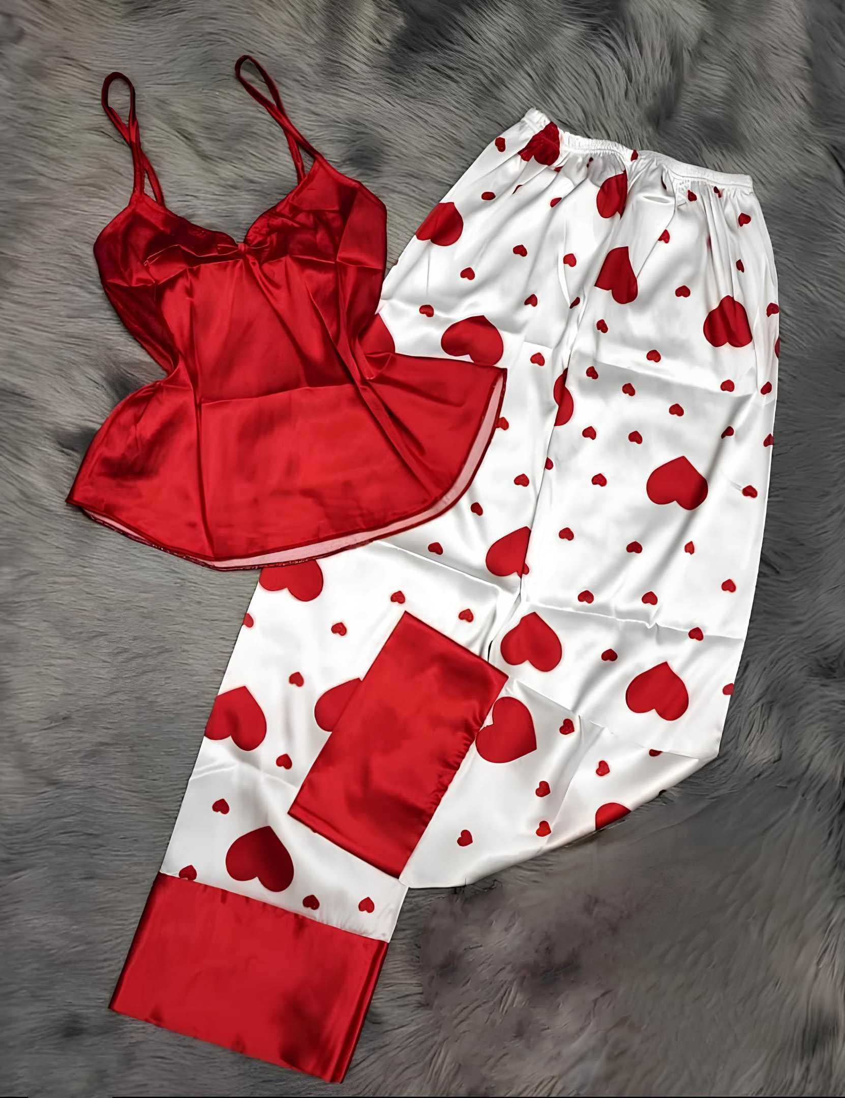 Women's satan pajamas red 42