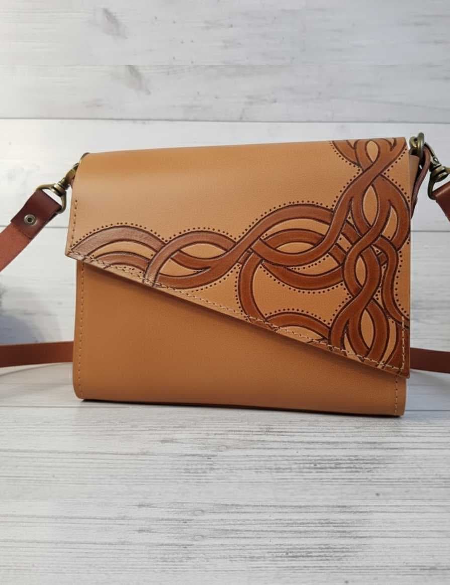 "Knotwork Satchel": Handcrafted Heritage Meets Everyday Elegance. Light brown